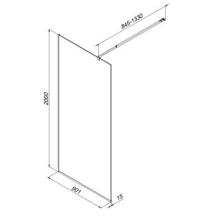 Душевая перегородка AM.PM Func W84WI-90-F1-BTE 90 см
